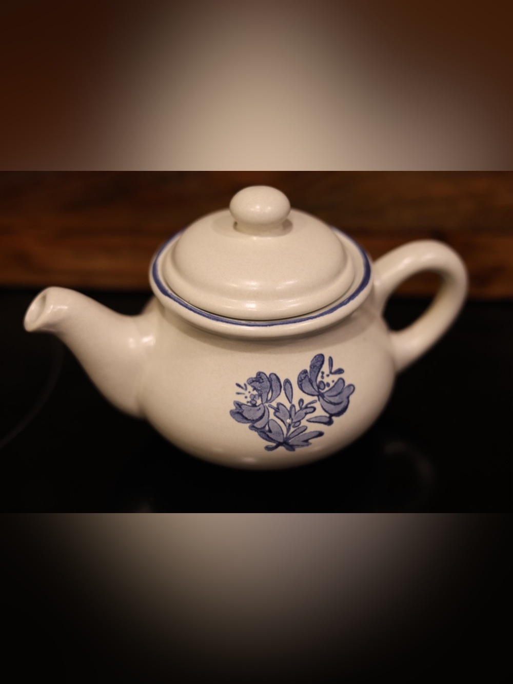 Pfaltzgraff White Teapot with Blue Floral Motif